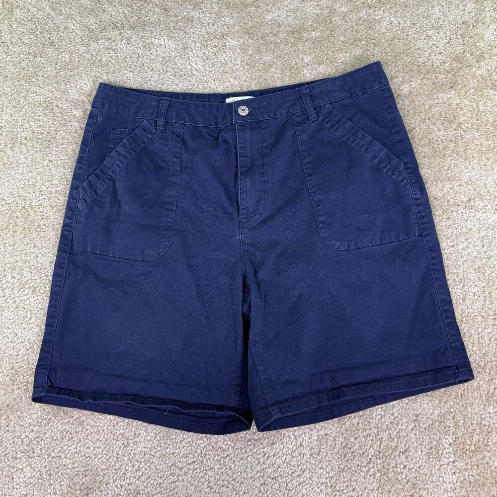 Curve Appeal Bermuda Shorts Womens Size 34 Blue High Rise Chino 34x7 E834
